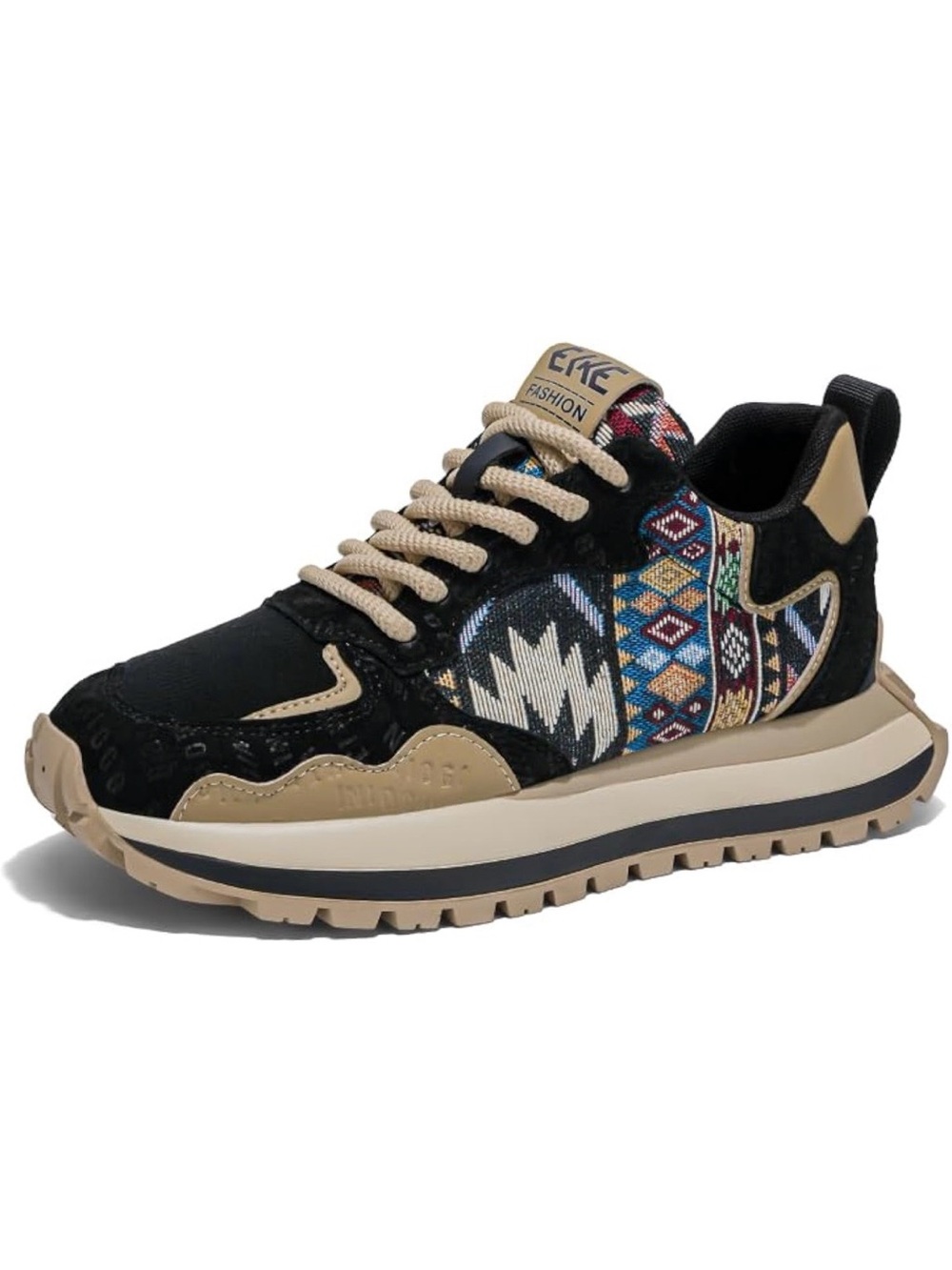 Men's Black & Tan Patterned Fashion Sneaker